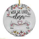 Personalized Map Distance State Floral Custom 3D Inflated Effect Ornament