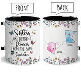 Personalized Custom Map Distance Effect Sister Coffee Mug, Sister Gifts For Birthday