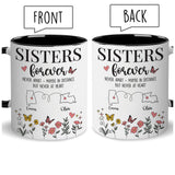 Personalized Custom Map Distance Sister Mug Coffee Mug 11Oz 15Oz