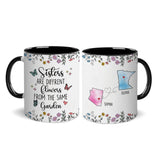 Personalized Custom Map Distance Effect Sister Coffee Mug, Sister Gifts For Birthday